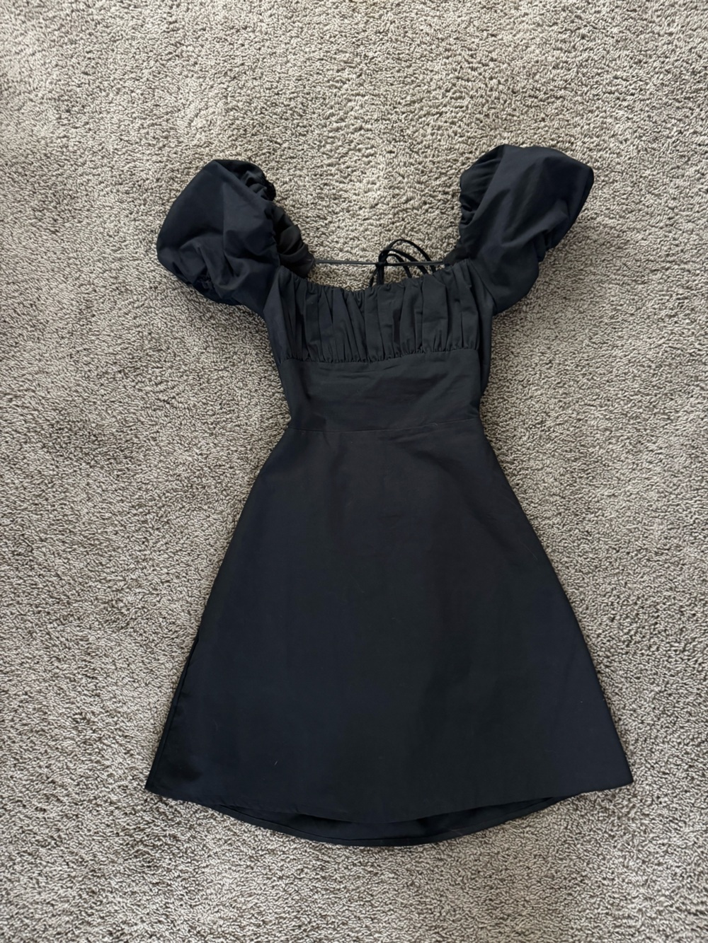 Black Puff-Sleeve Mini Dress